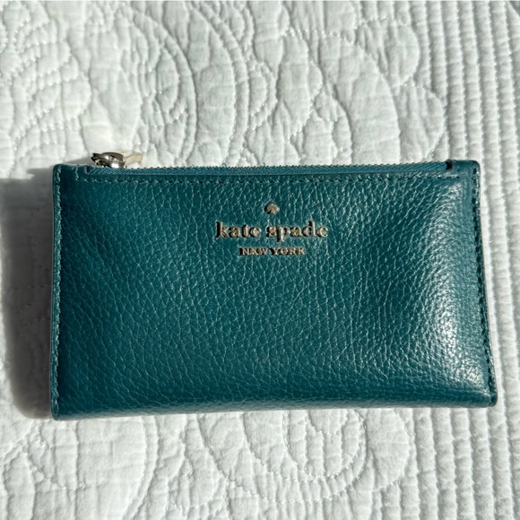 Kate Spade Bi-fold Wallet Green Leather - Picture 1 of 6